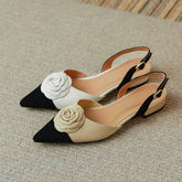 Deja – Handgemachte Slingback-Schuhe mit Blumenmuster und Cap Toe